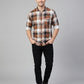 TheShowfine Slim Fit Brown Plaid Cotton Button-Down Shirt