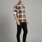 TheShowfine Slim Fit Brown Plaid Cotton Button-Down Shirt