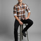 TheShowfine Slim Fit Brown Plaid Cotton Button-Down Shirt