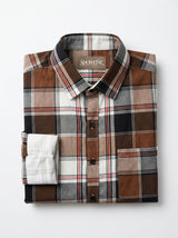 TheShowfine Slim Fit Brown Plaid Cotton Button-Down Shirt