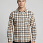 Men's Classic Tan and Black Plaid Button-Down Shirt - Long Sleeve Casual Top