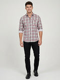 Classic Mauve and Black Plaid Men's Flannel Button-Down Shirt
