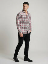 Classic Mauve and Black Plaid Men's Flannel Button-Down Shirt