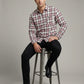 Classic Mauve and Black Plaid Men's Flannel Button-Down Shirt