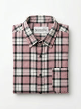 Classic Mauve and Black Plaid Men's Flannel Button-Down Shirt