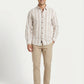 Men's Relaxed Fit Striped Linen-Blend Shirt in Sand