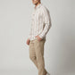 Men's Relaxed Fit Striped Linen-Blend Shirt in Sand