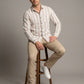 Men's Relaxed Fit Striped Linen-Blend Shirt in Sand