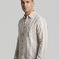 Men's Relaxed Fit Striped Linen-Blend Shirt in Sand