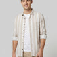 Men's Relaxed Fit Striped Linen-Blend Shirt in Sand