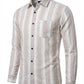 Men's Relaxed Fit Striped Linen-Blend Shirt in Sand