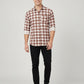 Men's Premium Brown & White Plaid Cotton Shirt - Tailored Fit