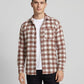 Men's Premium Brown & White Plaid Cotton Shirt - Tailored Fit