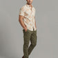 Men's Premium Linen-Blend Palm Print Long Sleeve Shirt