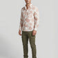 Men's Slim Fit Terracotta Palm Print Linen Blend Shirt