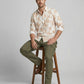 Men's Premium Linen-Blend Palm Print Long Sleeve Shirt