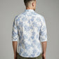 Men's THE SHOWFINE Blue Palm Print Slim-Fit Button-Down Shirt