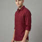 Men's Wine Red Textured Double Gauze Long Sleeve Button-Down Shirt