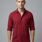 Men's Wine Red Textured Double Gauze Long Sleeve Button-Down Shirt