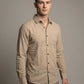 Men's Soft Crem Casual Long Sleeve Striped Button-Down Shirt