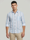 Men's Premium Vertical Striped Linen Casual Long Sleeve Button-Down Shirt