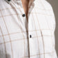 Men's Slim Fit Linen-Blend Windowpane Check Shirt in White & Tan