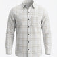 Men's Slim Fit Linen-Blend Windowpane Check Shirt in White & Tan