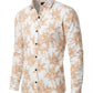 Men's Premium Linen-Blend Palm Print Long Sleeve Shirt